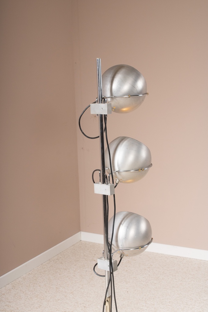 Lampadaire chromé eyeball, 3 feux réglables