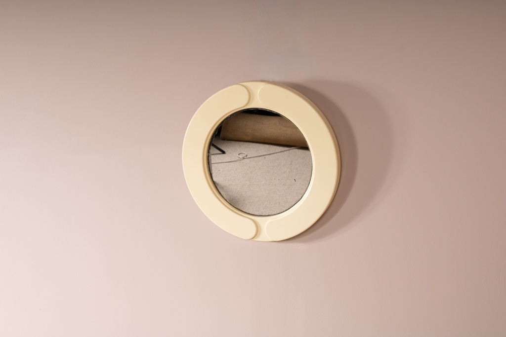 Miroir rond en plastique blanc -2