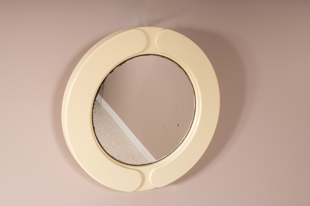 Miroir rond en plastique blanc-3
