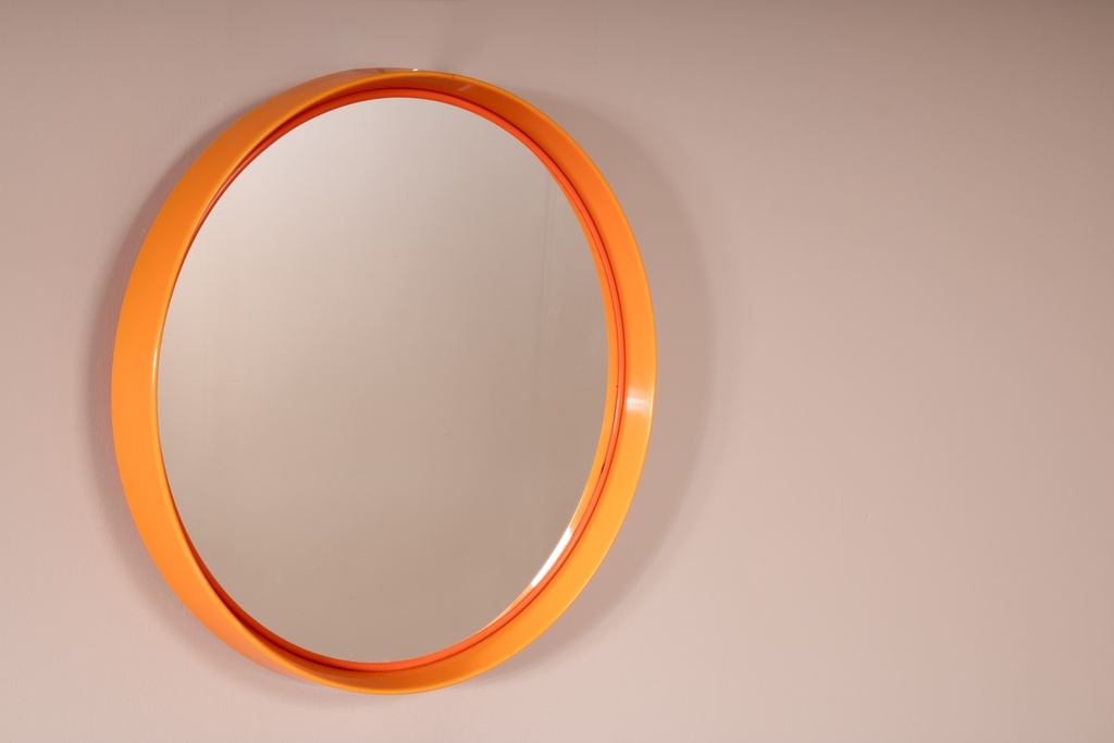 Miroir rond en plastique orange-2