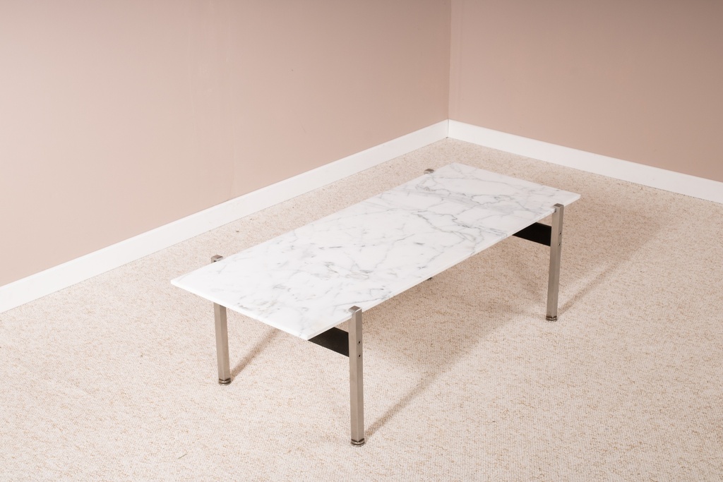 Table basse rectangulaire marbre et chrome -2