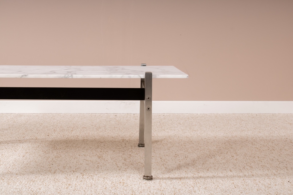 Table basse rectangulaire marbre et chrome -4