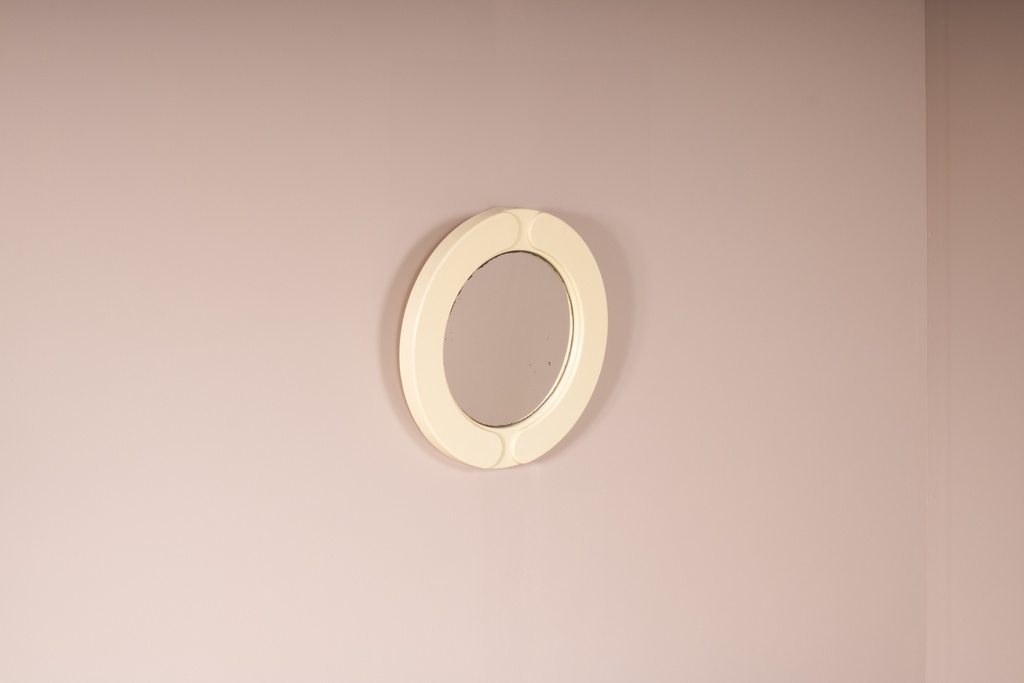 Miroir rond en plastique blanc