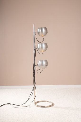 Lampadaire chromé eyeball, 3 feux réglables