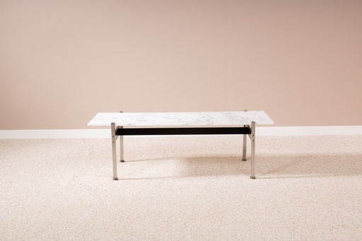 Table basse rectangulaire marbre et chrome 
