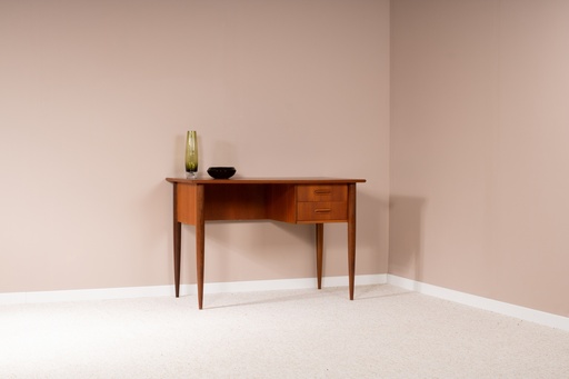 Bureau scandinave en teck, 2 tiroirs